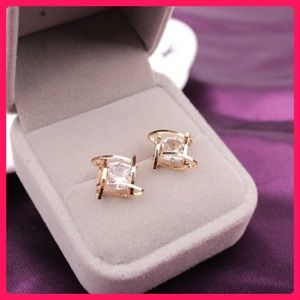 Elegant Gold Square Stud Earrings